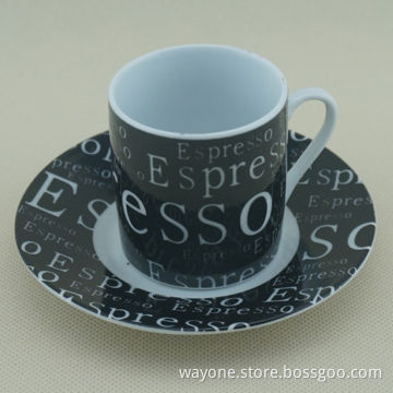 90cc Porcelain Espresso Cups and Saucers, Set of 6pcs in Printed Gift Box, for Promotions
